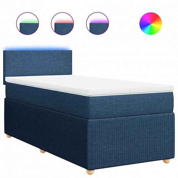 vidaXL Box spring postel s matrací modrá 90x200 cm textil