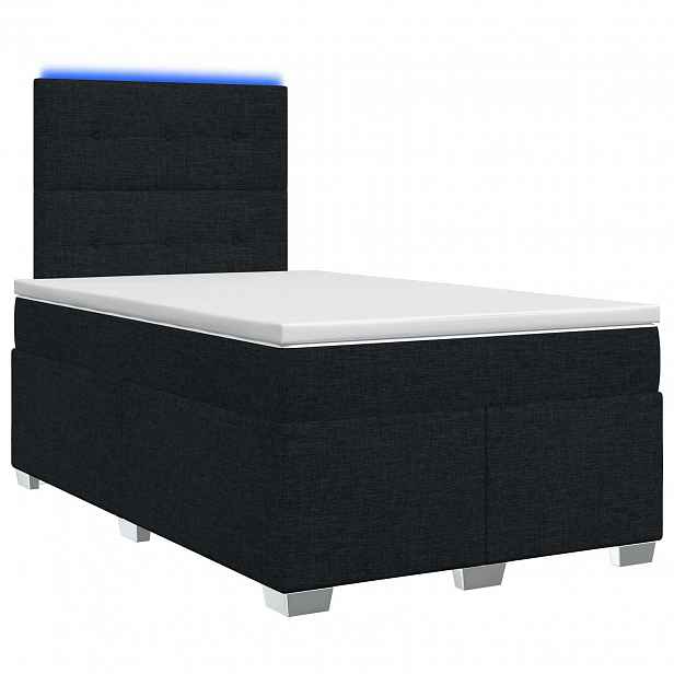 vidaXL Postel boxspring s matrací s čelo Černá 120 x 190 cm Textil
