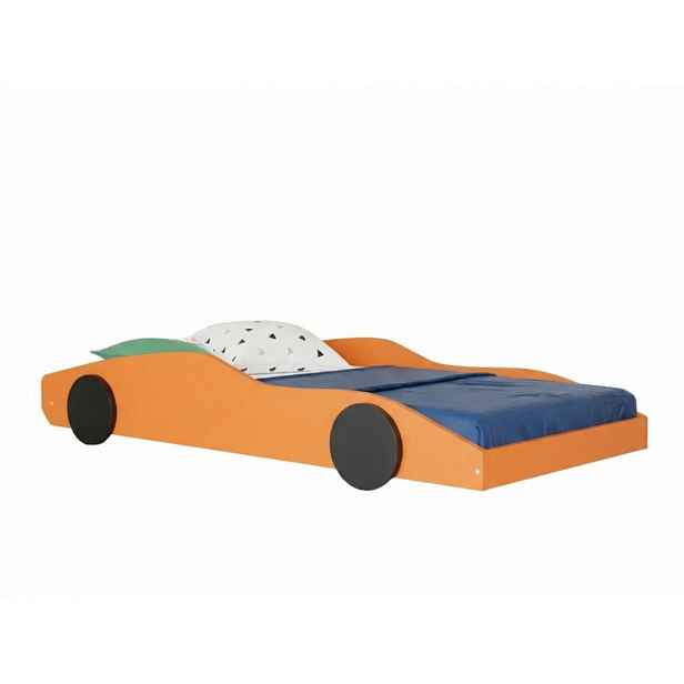 Benlemi Dětská auto postel ve tvaru sporťáku DRIFTY Zvolte barvu: Oranžová - černá, Zvolte rozměr: 80x160 cm