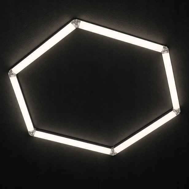 Černé Led světlo Hexagon 1 4000K 42W garáž servis aut 92x79 Cm silné