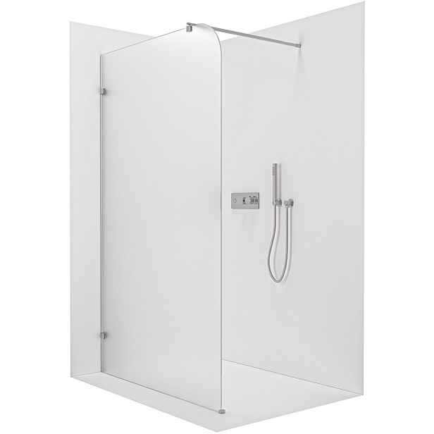 Sprchová zástěna Walk-in Orbis Round - Levá - 8 mm - kulatá vzpěra - chrom, mléčné sklo - 120x200 cm