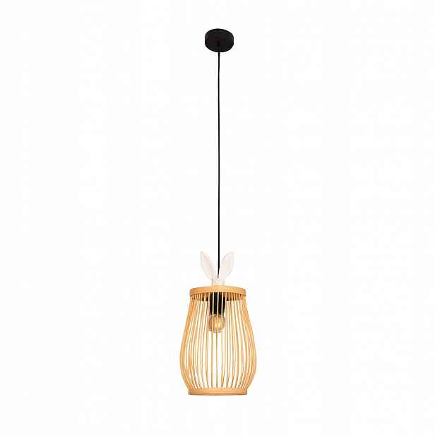 Závěsná ratanová lampa Bambus Boho Dřevo Loft pták