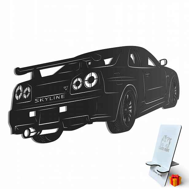 Dřevěný 3D obraz Nissan Skyline Nástěnná Dekorace Dárek XL
