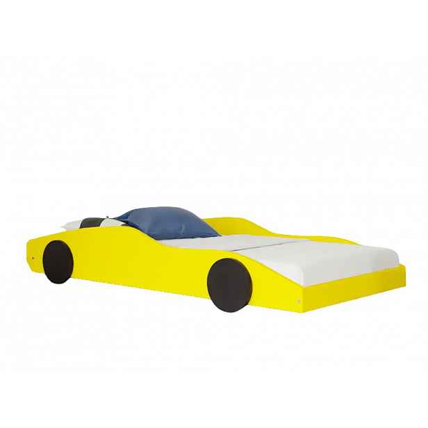Benlemi Dětská auto postel ve tvaru sporťáku DRIFTY Zvolte barvu: Žlutá - černá, Zvolte rozměr: 80x160 cm
