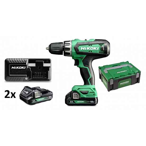 HiKOKI - 18V AKU vrtačka s příklepem, 2x aku 2,0 Ah Li-Ion, nabíječka DV18DFWCZ