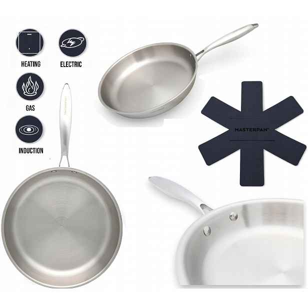 Pevná Gastronomická Pánev Z Nerezové Oceli Indukce Plyn 24 cm 2 L