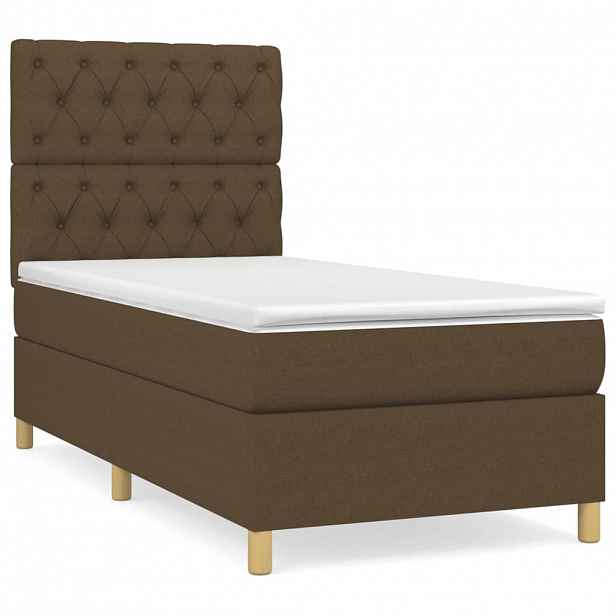vidaXL Box spring postel s matrací tmavě hnědá 80x200 cm textil