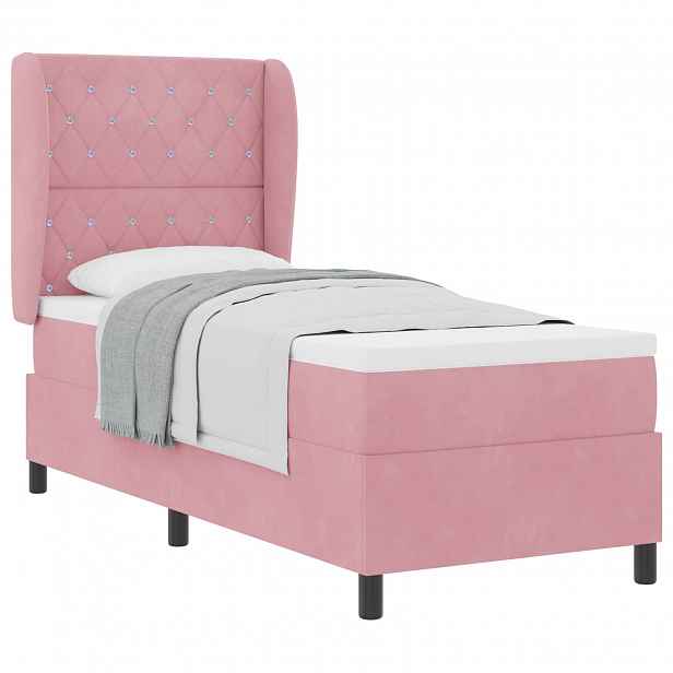 vidaXL Postel s boxspringem s matrací s čelo Růžová 200 x 80 cm samet