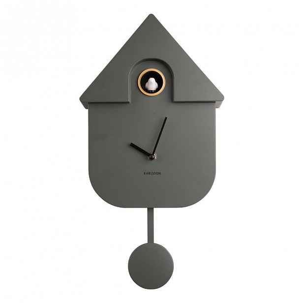 Zelené nástěnné kyvadlové hodiny Karlsson Modern Cuckoo, 21,5 x 41,5 cm