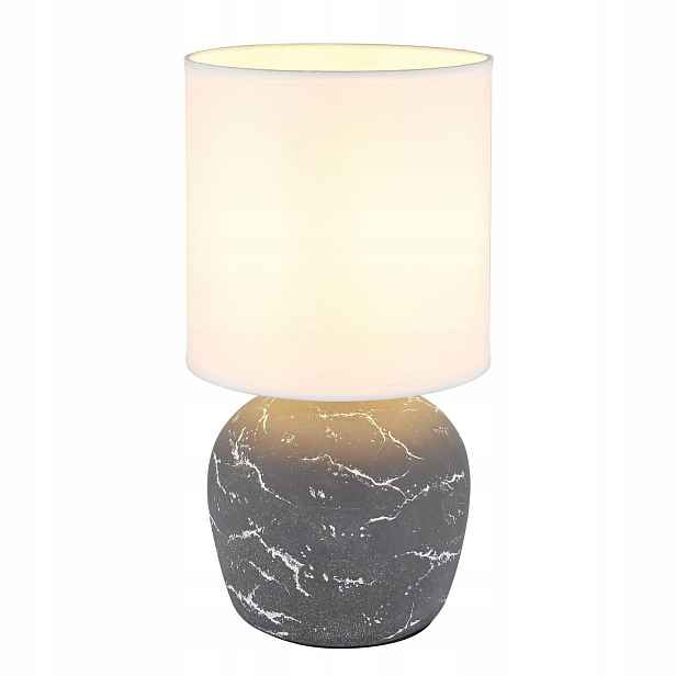 Šedá stolní lampa Marble s měkkým světlem do ložnice Globo