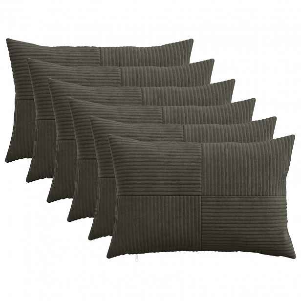vidaXL Povlak na polštář 6 pcs ALMELO Antracitová 50 x 70 cm manšestr