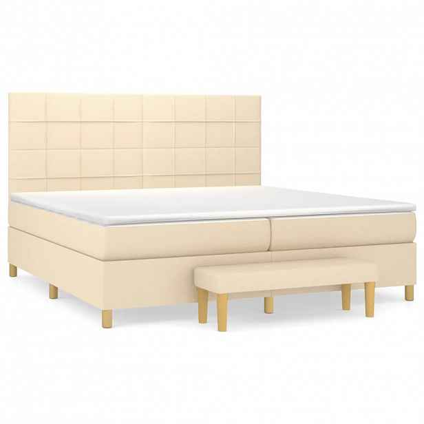 vidaXL Box spring postel s matrací krémová 200x200 cm textil