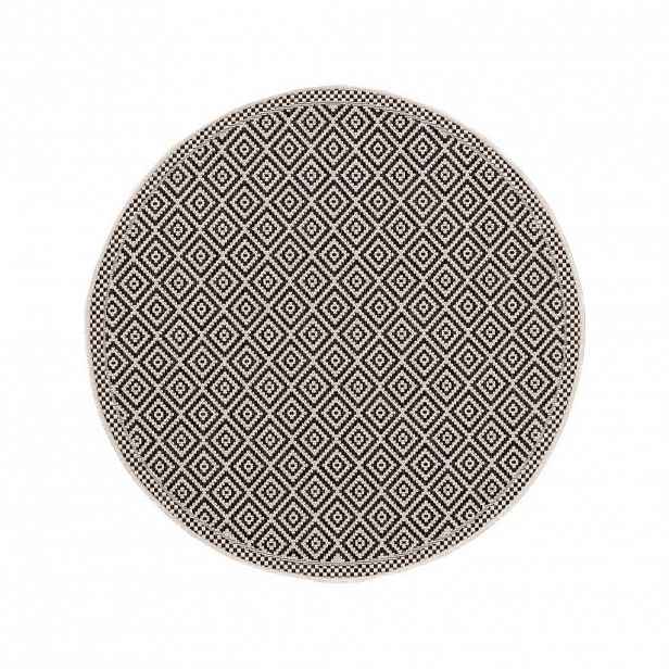 KUNSTLOFT VNITŘNÍ a venkovní kulatý koberec Cleo Bílá/Černá ø 120 cm