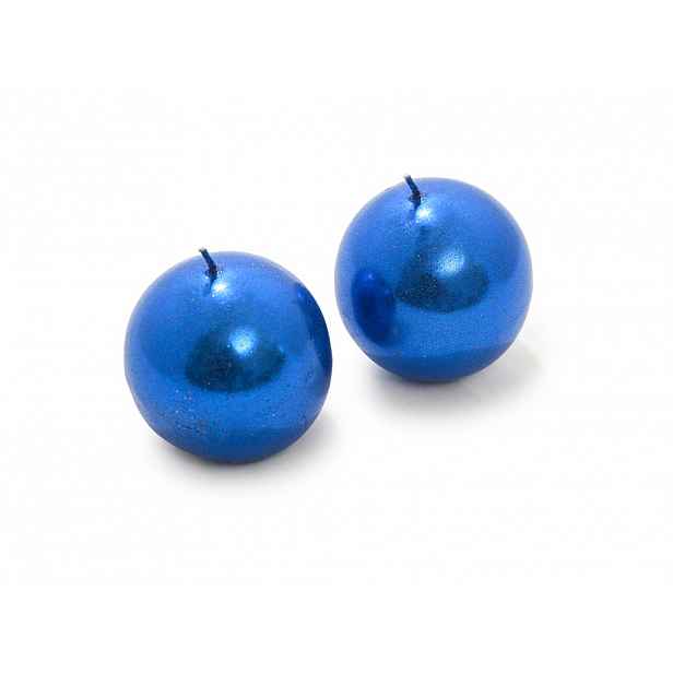 Sada 2 svíček koule CANDLE BALL BLUE 4,5 cm modrá