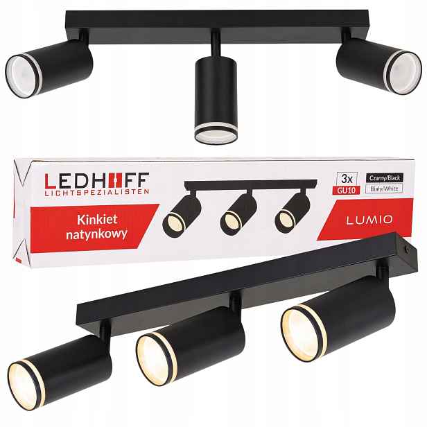 Stropní svítidlo spotová lišta 3x GU10 tuba Černá Led nástěnná lampa do pokoje