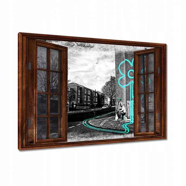 Obrazy 90x60 Banksy Tyrkysová květina