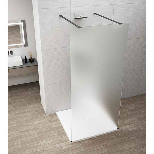 Polysan Esca - Sprchová stěna Walk-In 120x210 cm, Antidrop, matné sklo/matná černá ES1112-06