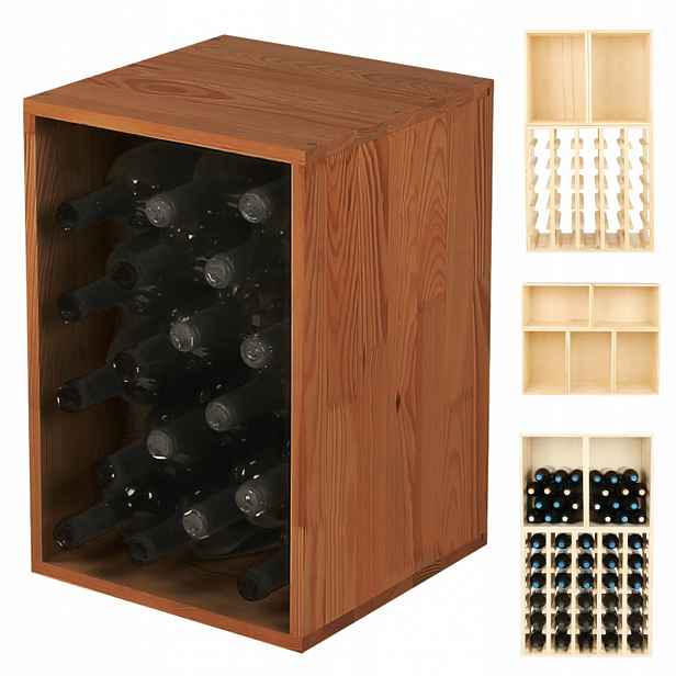 Krabicový regál na víno na lahve dřevěný stojan Modulární 45x30x30 Eko