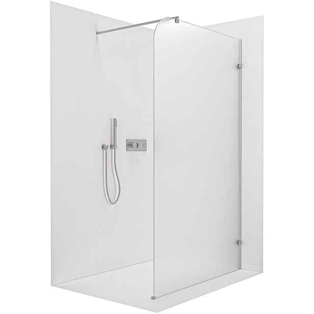 Sprchová zástěna Walk-in Orbis Round - Pravá - 8 mm - kulatá vzpěra - chrom, mléčné sklo - 110x200 cm