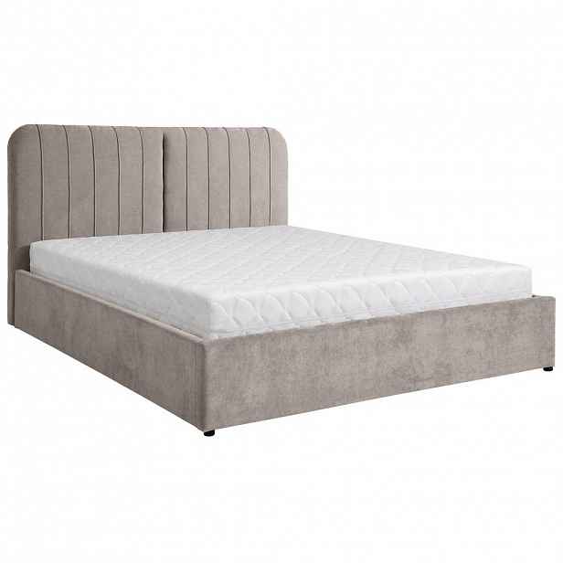 Beautysofa ČALOUNĚNÁ POSTEL Livre s taštičkovou matrací 26 cm, s úložným prostorem, 160x200 cm, žinylková látka, tmavě béžová