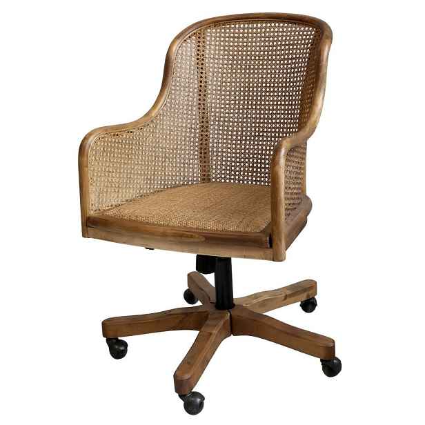 Dřevěná židle s výpletem a opěrkami na kolečkách Old French chair - 62*62*92 cm  Chic Antique