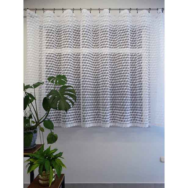 Mg Záclona Geo 125/230 Bílá 350x160 cm Hotová S Páskou M