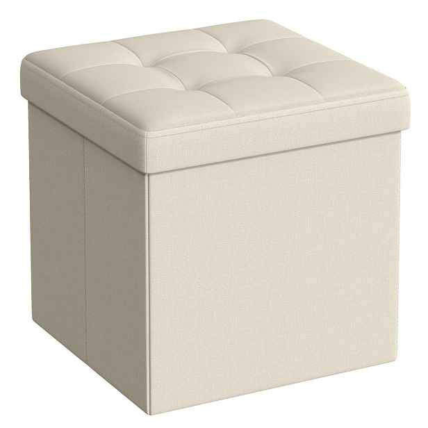 Taburet s úložným prostorem OTTOMAN 30x30 cm, krémový
