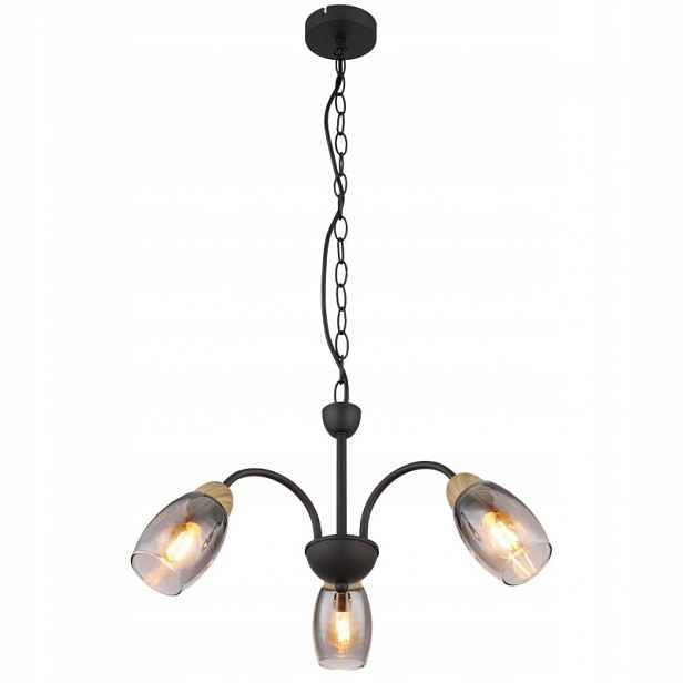 Černá závěsná lampa Gerly industriální s teplým leskem nad stolem Globo