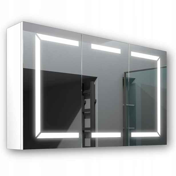 Dřevěná skříňka 120x70 Led zrcadlo Freya Bílá