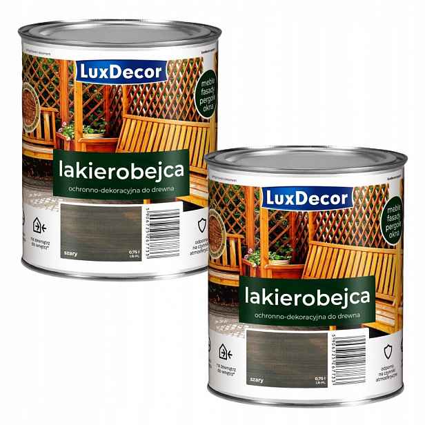 Sada 2 Ks – Luxdecor Dekorativní Lak Na Dřevo 0,75 L Šedý