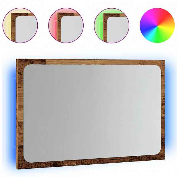 vidaXL Koupelnové zrcadlo s LED osvětlením old wood 60 x 8,5 x 38 cm