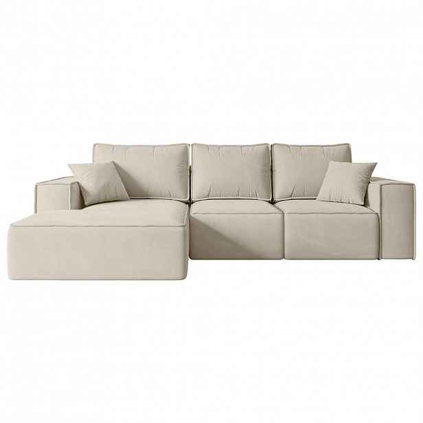 ALTDECOR ROHOVÁ SEDACÍ SOUPRAVA s funkcí lůžka a úložným prostorem SERRA-L-S – 266 × 161 × 87 cm, béžový velur