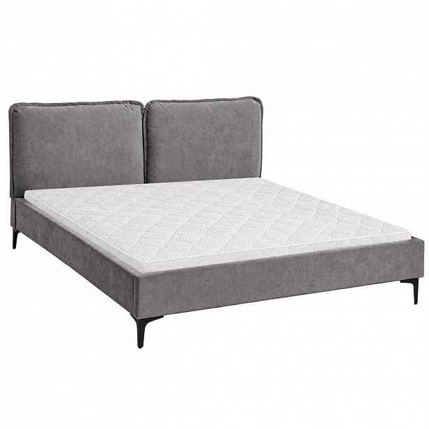 Beautysofa ČALOUNĚNÁ POSTEL Sombra, manželská postel 160x200 cm s pěnovou matrací 10 cm, žinylková látka, tmavě šedá