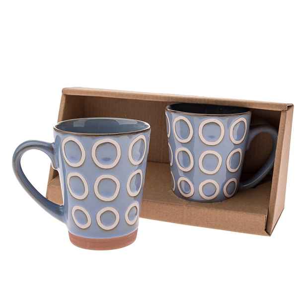 Modré keramické hrnky v sadě 2 ks 380 ml Rings – Dakls