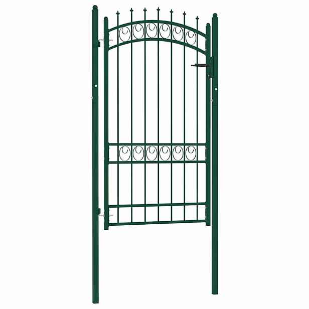 vidaXL Plotová branka EMMEN s hroty ocelová 103 x 134,5 cm zelená