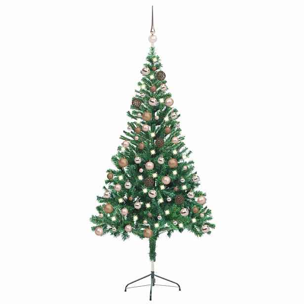 vidaXL Umělý vánoční stromek s LED a sadou koulí 150 cm 380 větviček