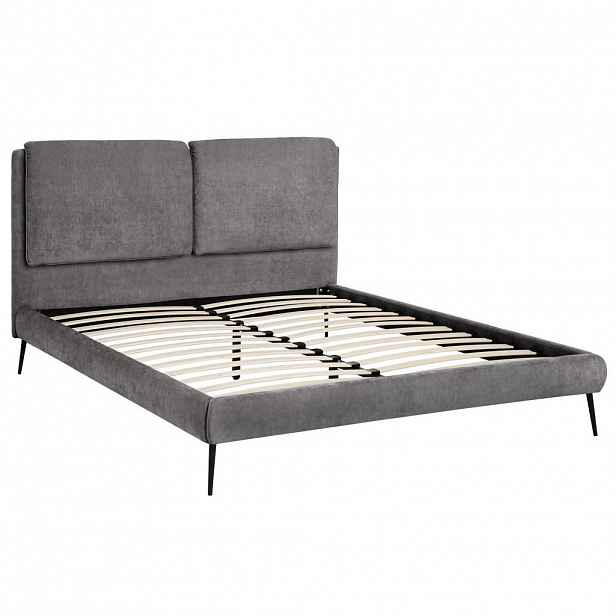 Beautysofa ČALOUNĚNÁ POSTEL Nuit, dvoulůžko 160x200 cm bez matrace, žinylková látka, tmavě šedá