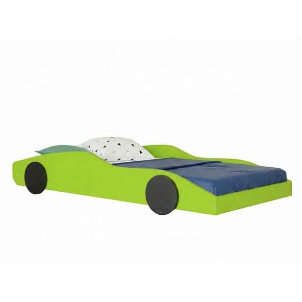 Benlemi Dětská auto postel ve tvaru sporťáku DRIFTY Zvolte barvu: Limetková zelená - černá, Zvolte rozměr: 80x180 cm