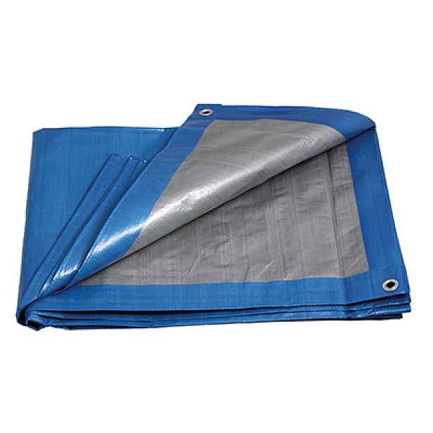 Levior Zakrývací plachta s oky, 140g/m², zesílená 6 x 8m, modro - stříbrná
