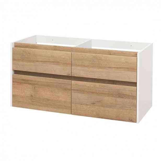 Mereo Opto - Umyvadlová skříňka 121x58x46 cm, 4 zásuvky, bílá/dub CN933S
