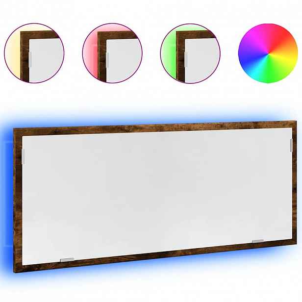 vidaXL Koupelnové zrcadlo s LED kouřový dub 100 x 8,5 x 37 cm kompozit