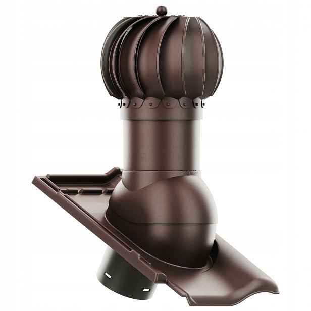 Rotační kulový Větrací komín , průměr 150 mm, Braas Rubín 9V Brown
