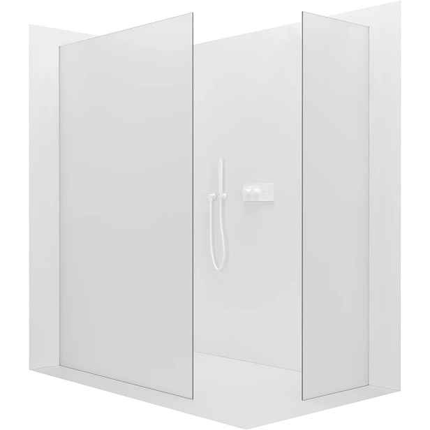 Sprchová zástěna Walk-in Crystal T L/P - 8 mm - bezvzpěrový systém - bílá matná, mléčné sklo - 160x60x200 cm