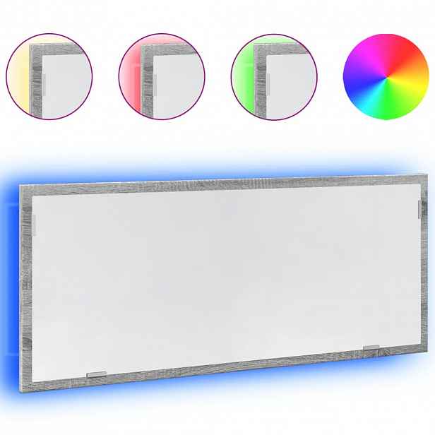vidaXL Koupelnové zrcadlo s LED šedé sonoma 100 x 8,5 x 37 cm kompozit