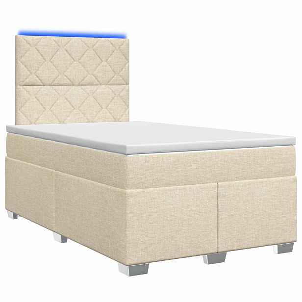 vidaXL Postel boxspring s matrací s čelo Krémová 120 x 190 cm Textil