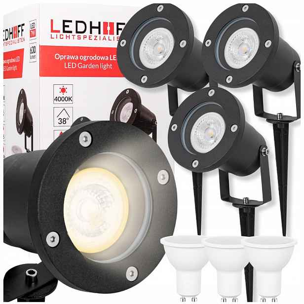 3x Zahradní lampa Wbijana Led reflektor GU10 Sloupek do zahrady žárovka GU10