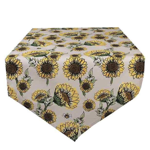 Béžový bavlněný běhoun se slunečnicemi Sunny Sunflowers - 50*160 cm Clayre & Eef