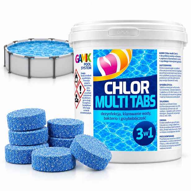 Chlor Do Bazénu 5KG Tablety 200G 25X200G Multi 3V1 Chlorování Vody