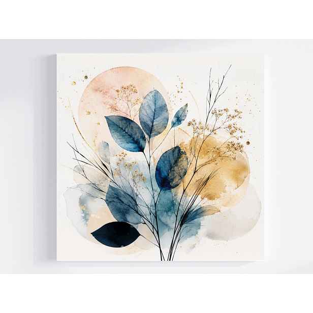 Obraz Na Plátně Plátno Akvarel Listy Gypsomilka Modern Orient Boho 50x50