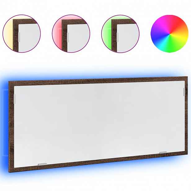 vidaXL Koupelnové zrcadlo s LED hnědý dub 100 x 8,5 x 37 cm kompozit